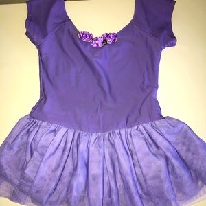 Worn once girls purple ballet/dance leotard with tutu